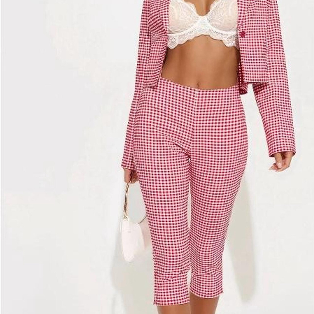 Red Gingham Blazer & Capri Set – Size S NWT